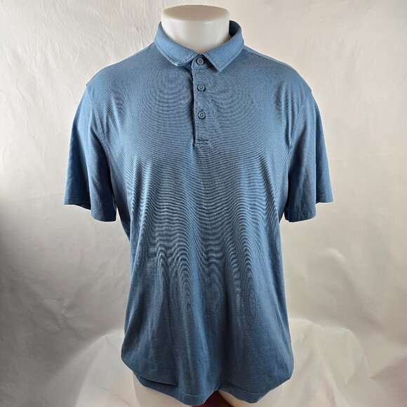 Lululemon Polo Shirt Mens Large Blue Performance Golf Activewear Stretch Casual - Picture 1 of 7